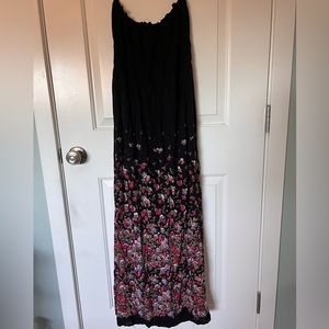 Large Strapless Floral Maxi Dress